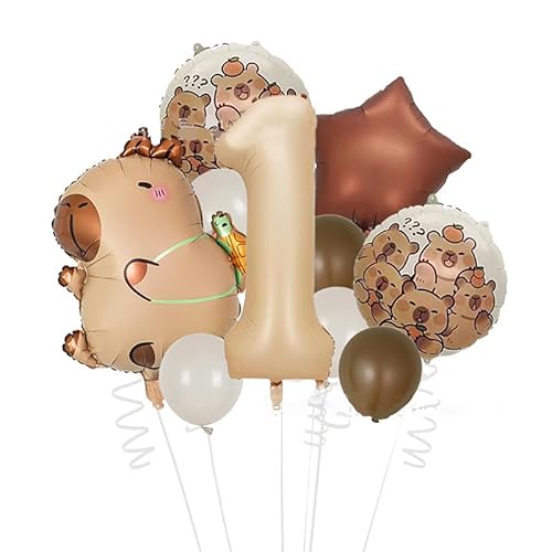 Capybara-Folienballons mit Tiermotiven, Geburtstagsdekorationen für Babyparty, Partyzubehör, langlebige Aluminium-Mylar-Luftballons, 5 Stück von Generisch