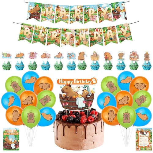 Capybara Luftballon, Pastell-Tier-Design, Party-Ballon-Set, Geburtstags-Hintergrund, Kinder-Partybogen, Foto-Requisiten, niedlicher Capybara-Ballon für Babyparty, Feier, Familienveranstaltung von Generisch