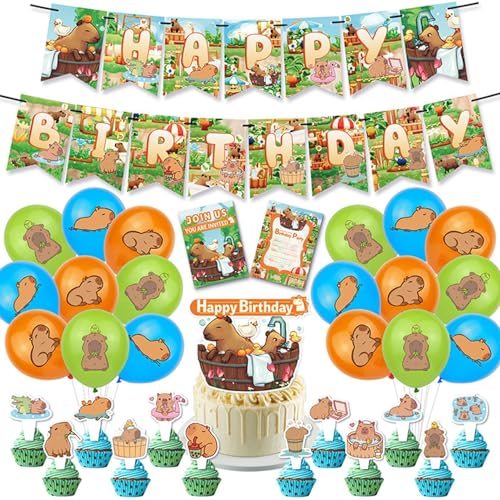 Capybara Partydekorationen, Capybara -Luftballons Banner Cupcake Toppers Set, Capybara Party Dekorationen, alles Gute zum Geburtstag Accessoires für Mädchen Kinder Frauen Frauen Capybara Partydekorationen, Capybara -Luftballons Banner Cupcake Toppers Set, Capybara Party Dekorationen, alles Gute zum Geburtstag Accessoires für Mädchen Kinder Frauen Frauen von Generisch