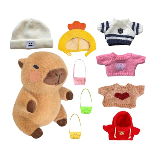 Capybara Plüsch, Capybara Stofftier - 9,06 Zoll Capybara-Plüschtier-Set|Plüschtier-Begleiter, kleine Kleidung, Taschen, Capybara-Puppen-Outfits für Kleinkinder, Kinder, und Mädchen im Al Capybara Plüsch, Capybara Stofftier - 9,06 Zoll Capybara-Plüschtier-Set|Plüschtier-Begleiter, kleine Kleidung, Taschen, Capybara-Puppen-Outfits für Kleinkinder, Kinder, und Mädchen im Al von Generisch