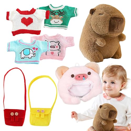 Capybara Plüsch, Capybara Stofftier - Stofftierspielzeug Kissen | 9,84 Zoll süße Plüschpuppe Naptime Puppe mit Kleidung und Accessoires Gefülltes Kissen für Mädchen Zimmerdekoration Capybara Plüsch, Capybara Stofftier - Stofftierspielzeug Kissen | 9,84 Zoll süße Plüschpuppe Naptime Puppe mit Kleidung und Accessoires Gefülltes Kissen für Mädchen Zimmerdekoration von Generisch