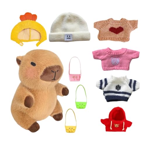 Capybara Plüschtier, 9 Zoll Cute Capybara Plüschtier Spielzeug mit 9 Stück Kleidung & Zubehör, Dress Up Capybara-Stofftier, Simulation Tier Capybara Puppen für Kinder Capybara Plüschtier, 9 Zoll Cute Capybara Plüschtier Spielzeug mit 9 Stück Kleidung & Zubehör, Dress Up Capybara-Stofftier, Simulation Tier Capybara Puppen für Kinder von Generisch