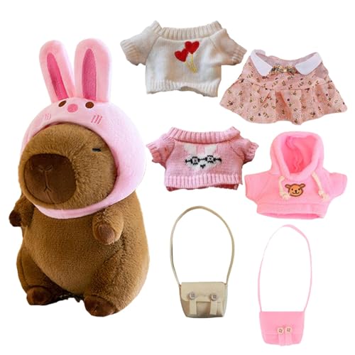 Capybara Plüschtier Kleidung, Gefülltes Capybara Kleidung, Weiche Tierkuschelpuppe, 9 Zoll Süße Capybara Stofftier Spielzeug Dress Up Cartoon Puppe Für Mädchen Capybara Plüschtier Kleidung, Gefülltes Capybara Kleidung, Weiche Tierkuschelpuppe, 9 Zoll Süße Capybara Stofftier Spielzeug Dress Up Cartoon Puppe Für Mädchen von Generisch
