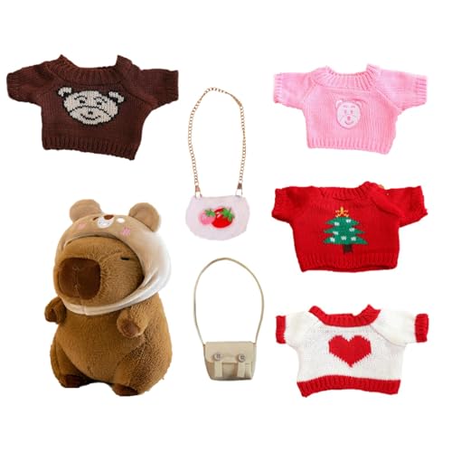 Capybara-Plüschtier mit Kleidung,Capybara-Plüschtier mit Kleidung | Dress Up Capybara-Plüschtiere | Niedliche Capybara-Stofftier-Spielzeug-Ankleide-Cartoon-Puppe mit Pullover-Tasche, Hut für Heimdekor Capybara-Plüschtier mit Kleidung,Capybara-Plüschtier mit Kleidung | Dress Up Capybara-Plüschtiere | Niedliche Capybara-Stofftier-Spielzeug-Ankleide-Cartoon-Puppe mit Pullover-Tasche, Hut für Heimdekor von Generisch