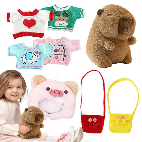 Capybara-Plüschtiere, Capybara-Plüsch,Kinder schlafen gefüllte Capybara | 9,84 Zoll süße Plüschpuppe Capybara Naptime Puppe mit Kleidung und Accessoires Gefülltes Kissen für Mädchen Zimmerdekoration Capybara-Plüschtiere, Capybara-Plüsch,Kinder schlafen gefüllte Capybara | 9,84 Zoll süße Plüschpuppe Capybara Naptime Puppe mit Kleidung und Accessoires Gefülltes Kissen für Mädchen Zimmerdekoration von Generisch