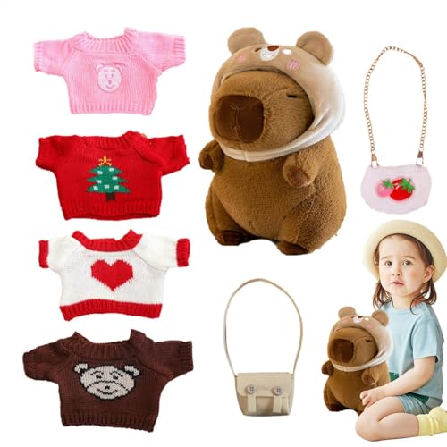 Capybara Stofftier mit Kleidung,Capybara Plüschtier mit Kleidung | Cartoon-Tier-Plüschtier | Niedliche Capybara-Stofftier-Spielzeug-Ankleide-Cartoon-Puppe mit Pullover-Tasche, Hut für Heimdekoration Capybara Stofftier mit Kleidung,Capybara Plüschtier mit Kleidung | Cartoon-Tier-Plüschtier | Niedliche Capybara-Stofftier-Spielzeug-Ankleide-Cartoon-Puppe mit Pullover-Tasche, Hut für Heimdekoration von Generisch