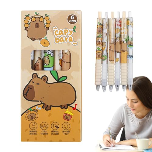 Cartoon-Gel-Tintenstifte, schnell trocknender Schreibwaren-Stift, 14 x 6 cm, feine Spitze, schnell trocknender einziehbarer Kugelschreiber, Capybara-Gelstifte für Schüler und Lehrer von Generisch