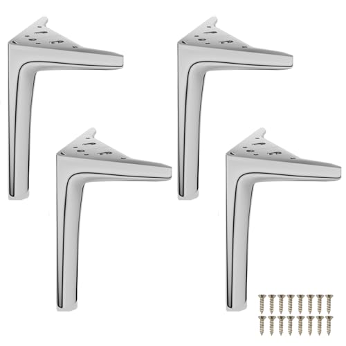Case Pack Möbelbeine aus Metall, 12 cm, silberfarben, langlebige Karbonstahl-Sofa-Ersatzfüße, perfekt für DIY-TV-Ständer, Nachttische, Betten und Stühle (mit Schrauben) von Generisch