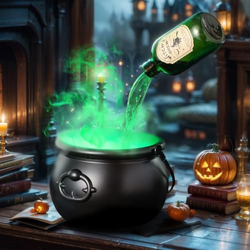 Cauldron Halloween Decor, DIY-Schwimmtrank-Set mit Hexenkessel und Nebelmaschine, Witch Jar Black Pot, Magic Floating Potion Bottles, für Heimtisch Kaminsims Küche Zimmer (Hexeneimer) von Generisch