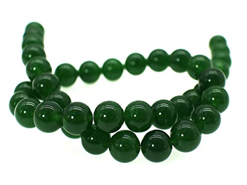 Chalcedon-Naturstein-Perlen, rund, glatt, lose Perlen für Schmuckherstellung, handgefertigt, 38,1 cm, 1 Strang pro Beutel (8 mm, 18 dunkelgrün) von Generisch