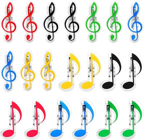 Charmante Noten-Clips – Notenschlüssel-Lesezeichen-Clips & Kunststoffnotenhalter, ideal für Notizbücher, Einladungen, Klavierunterricht und perfektes Geschenk für Musiker (20 Stück) von Generisch