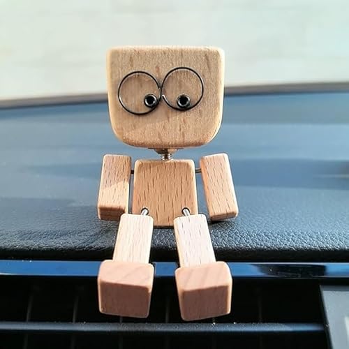 Charmante kleine Holzfigur, die mit 12 magnetischen Ausdrücken schwankt, Wackelnde Holzfigur, Lustige Schreibtisch-Ornamente, Armaturenbrettdekoration Handgefertigte Geschenke (12 Ausdrücken) von Generisch