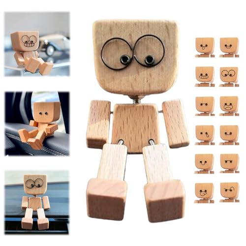 Charmante kleine Holzfigur, die mit 12 magnetischen Ausdrücken schwankt, handgefertigt, schüttelnde Holzfigur, Schüttelfüße, Holzpuppe, niedliche Auto-Armaturenbrett-Desktop-Dekoration Charmante kleine Holzfigur, die mit 12 magnetischen Ausdrücken schwankt, handgefertigt, schüttelnde Holzfigur, Schüttelfüße, Holzpuppe, niedliche Auto-Armaturenbrett-Desktop-Dekoration von Generisch