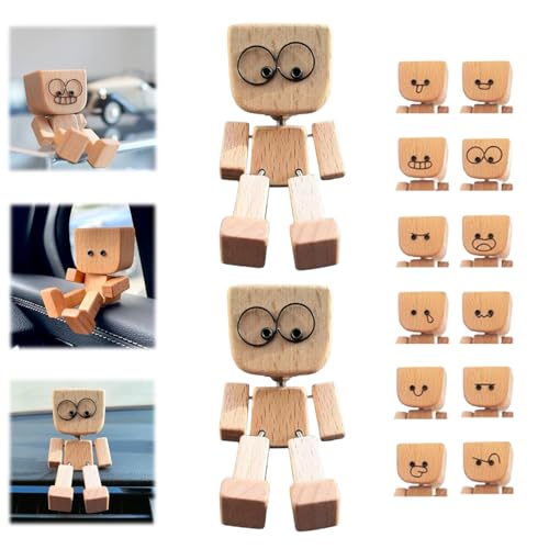 Charmante kleine Holzfigur, die mit 12 magnetischen Ausdrücken schwankt, handgefertigt, schüttelnde Holzfigur, Schüttelfüße, Holzpuppe, niedliche Auto-Armaturenbrett-Desktop-Dekoration Charmante kleine Holzfigur, die mit 12 magnetischen Ausdrücken schwankt, handgefertigt, schüttelnde Holzfigur, Schüttelfüße, Holzpuppe, niedliche Auto-Armaturenbrett-Desktop-Dekoration von Generisch