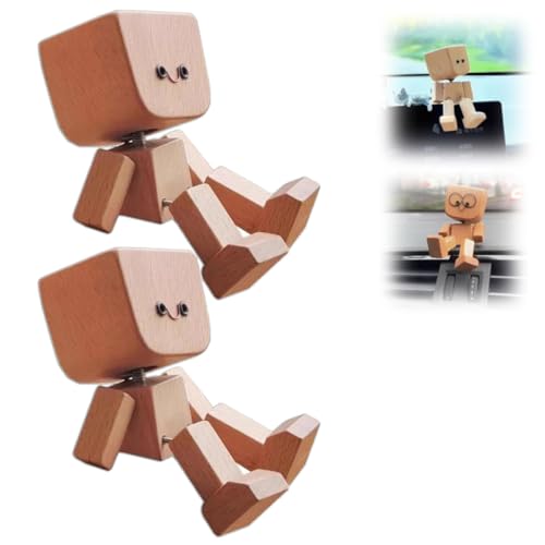 Charmante kleine Holzfigur, die schwankt, wackelnde Holzfigur, 8,1 cm, handgefertigt, bewegungsaktivierter Wackelkopf, niedliche schüttelnde Füße, Puppenfigur für Auto, Armaturenbrett Charmante kleine Holzfigur, die schwankt, wackelnde Holzfigur, 8,1 cm, handgefertigt, bewegungsaktivierter Wackelkopf, niedliche schüttelnde Füße, Puppenfigur für Auto, Armaturenbrett von Generisch