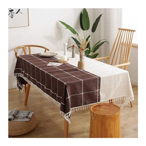 Chenille-Tischdecke, rechteckig, 140 x 300 cm, waschbar, kariertes Design mit Quasten, ideal für Küche, Esszimmer, Picknick und den Außenbereich Chenille-Tischdecke, rechteckig, 140 x 300 cm, waschbar, kariertes Design mit Quasten, ideal für Küche, Esszimmer, Picknick und den Außenbereich von Generisch