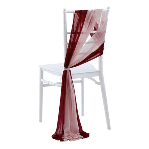 Chiffon-Stuhlschärpen für Hochzeit, Party und Bankett, Dekoration, Gangdekoration, 17 x 275 cm, Rosa und Burgunderrot, elegante Stuhlhussen für Veranstaltungen, 10/50 Stück von Generisch