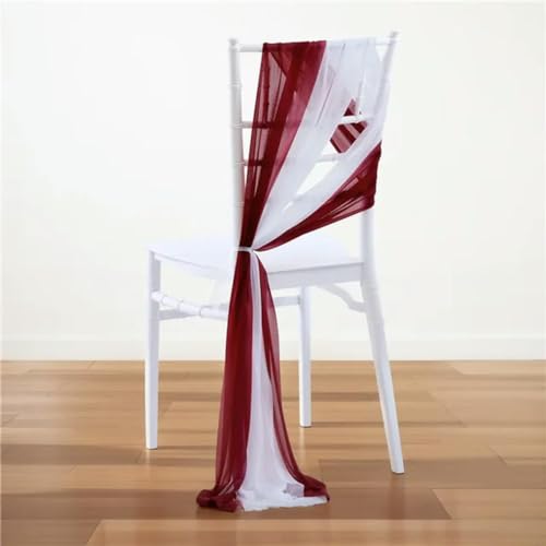 Chiffon-Stuhlschärpen für Hochzeiten, Gangdekoration, 17 x 275 cm lang, elegante Party- und Bankett-Dekoration, perfekt für besondere Anlässe, Burgunderrot und Weiß, 10/50 Stück Chiffon-Stuhlschärpen für Hochzeiten, Gangdekoration, 17 x 275 cm lang, elegante Party- und Bankett-Dekoration, perfekt für besondere Anlässe, Burgunderrot und Weiß, 10/50 Stück von Generisch