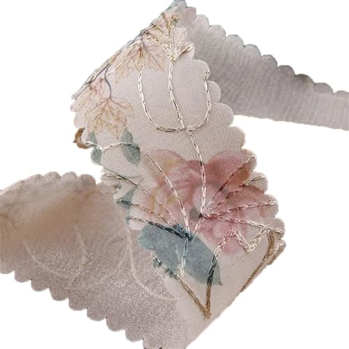 Chiffonbänder mit Blumenmuster, Schleife, Haarschmuck, handgefertigt, Geschenkverpackung, Beige, 38 mm, 9,1 m Chiffonbänder mit Blumenmuster, Schleife, Haarschmuck, handgefertigt, Geschenkverpackung, Beige, 38 mm, 9,1 m von Generisch