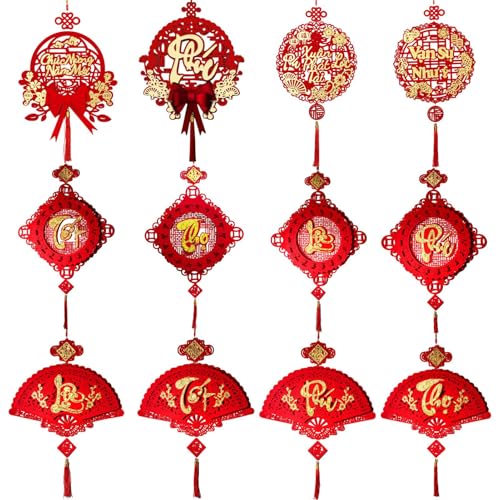 Chinesische Mondneujahrsdekoration 2025-12stk Vietnamesisches Neujahrsornament, Vietnamesisches Glücksbringers Quaste Neujahrsdekoration, Chinesisches Frühlingsfest Rot AnhäNger Ornaments, TET Deko Chinesische Mondneujahrsdekoration 2025-12stk Vietnamesisches Neujahrsornament, Vietnamesisches Glücksbringers Quaste Neujahrsdekoration, Chinesisches Frühlingsfest Rot AnhäNger Ornaments, TET Deko von Generisch