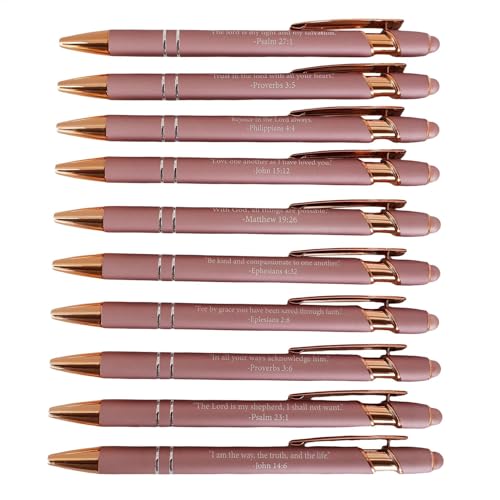 Christliche Stifte, Stifte mit Bibelversen auf ihnen - Religiöse inspirierende Kugelschreiber mit Bibelversen,Set von 10 Schreibwerkzeug Christliche Gefälligkeiten, schwarze Tinte, einziehbar, für Fra von Generisch
