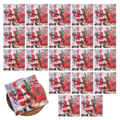 Christmas Napkins - Santa Paper Napkins | Holiday Dinner Napkins | Christmas Printed Napkins | Christmas Table Napkins | 20Ps Printed Paper Napkin Christmas Napkins For Dinner, & Holiday Christmas Napkins - Santa Paper Napkins | Holiday Dinner Napkins | Christmas Printed Napkins | Christmas Table Napkins | 20Ps Printed Paper Napkin Christmas Napkins For Dinner, & Holiday von Generisch