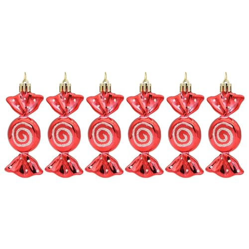Christmas Ornaments Baum AnhäNger Weihnachten Holzfiguren Weihnachten Style Fabulous Weihnachtsbaum-Pfefferminz-Ornamente, 6/12 x bruchsichere Wirbel-Zuckerstangen-Lollipop-Rot- und von Generisch