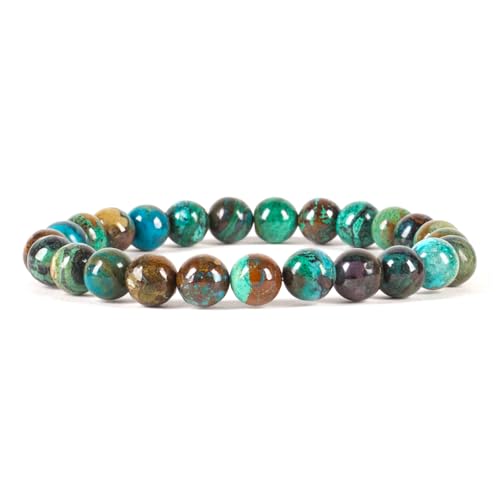 Chrysokoll große – kleine, mittelgroße und große Größen – Edelstein-Perlenarmbänder für Damen und Herren – 8 mm runde Perlen Chrysokoll große – kleine, mittelgroße und große Größen – Edelstein-Perlenarmbänder für Damen und Herren – 8 mm runde Perlen von Generisch