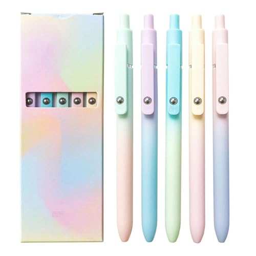 Classicccock 5 PCS Gel Ink Pens, 0.7mm Medium Tip Black Ink Roller Ball Pen, Pastel Pens, Quick Drying Pen, For Home Office Supplies (1Set A) von Generisch