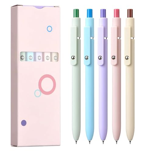 Classicccock 5 PCS Gel Ink Pens, 0.7mm Medium Tip Black Ink Roller Ball Pen, Pastel Pens, Quick Drying Pen, For Home Office Supplies (1Set B) von Generisch
