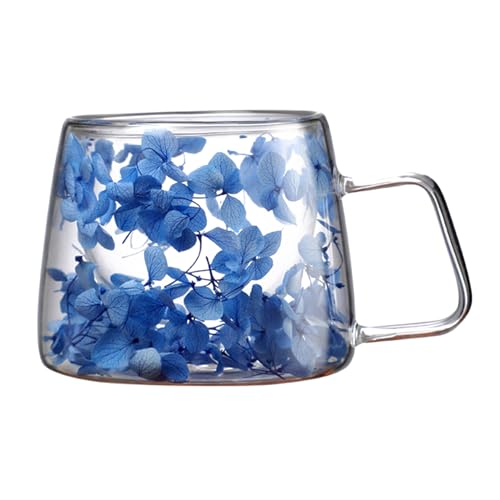 Clear Flower Mug - Transparent Floral Coffee Cup, Insulated Tea Mug | Creative Double Wall Mug Design, Elegant Dry Flower Drinking Glass for Garden Brunch Table, Indoor Beverage Station, Work Desk von Generisch