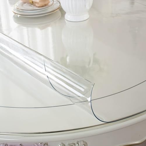 ClearTable Schutzmatte, 1 mm dick, runde Schreibtischabdeckung für 40/50/60/80/120 cm Esstische, Hartbodenschutz, leicht zu reinigen, 155 cm Durchmesser von Generisch