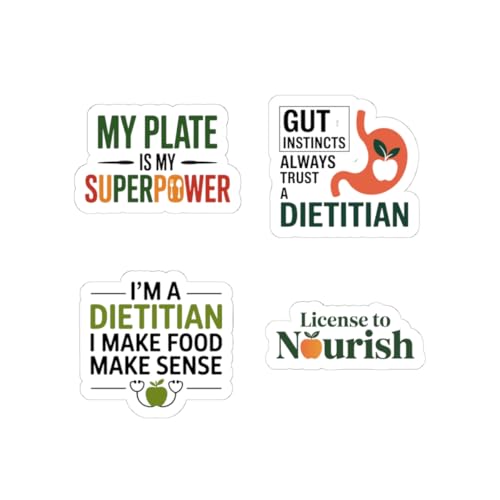 Clinical Dietitian Aufkleber-Set – 4 x Expert Nutrition Vinyl-Aufkleber für registrierte Ernährungsberater und medizinisches Fachpersonal (7,6 x 7,6 cm) von Generisch