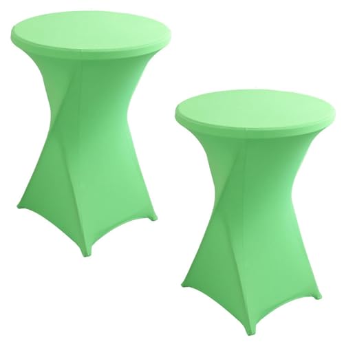 Cocktail-Tischdecken aus Spandex, angepasste Stretch-Tischdecken für hohe Bar- und Partytische, grünes Licht, 60 cm, 2 Stück, perfekt für Hochzeiten und Bankette von Generisch