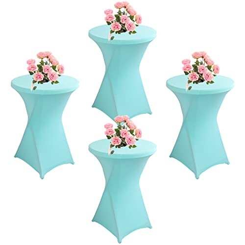 Cocktail-Tischdecken aus Spandex, dehnbar, rund, hohe Oberseite, für Hochzeiten, Partys und Bankette, Blau, 80 x 110 cm, perfekt für Bar-Veranstaltungen, 4 Stück von Generisch