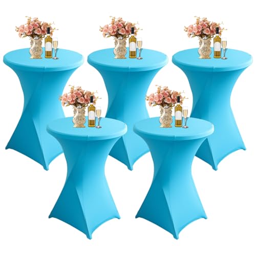 Cocktail-Tischdecken aus Stretch-Spandex, 80 x 110 cm, langlebig, Bistro-Tischwäsche, für Hochzeiten, Partys, Veranstaltungen, Seeblau, perfekt für Bankette und Buffets, 5 Stück Cocktail-Tischdecken aus Stretch-Spandex, 80 x 110 cm, langlebig, Bistro-Tischwäsche, für Hochzeiten, Partys, Veranstaltungen, Seeblau, perfekt für Bankette und Buffets, 5 Stück von Generisch