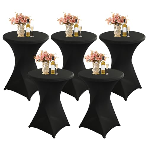 Cocktailtischhussen aus Stretch-Spandex, 80 x 110 cm, schwarz, perfekt für Veranstaltungen, Hochzeiten, Partys, Bistrotische, Bar, langlebig und leicht zu reinigen, 5 Stück Cocktailtischhussen aus Stretch-Spandex, 80 x 110 cm, schwarz, perfekt für Veranstaltungen, Hochzeiten, Partys, Bistrotische, Bar, langlebig und leicht zu reinigen, 5 Stück von Generisch