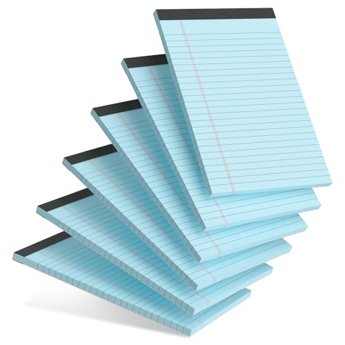 College-Notizblöcke, liniert, 12,7 x 20,3 cm, Blau mit perforierten Blättern, schmales liniertes Schreibpapier für Schule, Büro und Studium, 6 Stück von Generisch