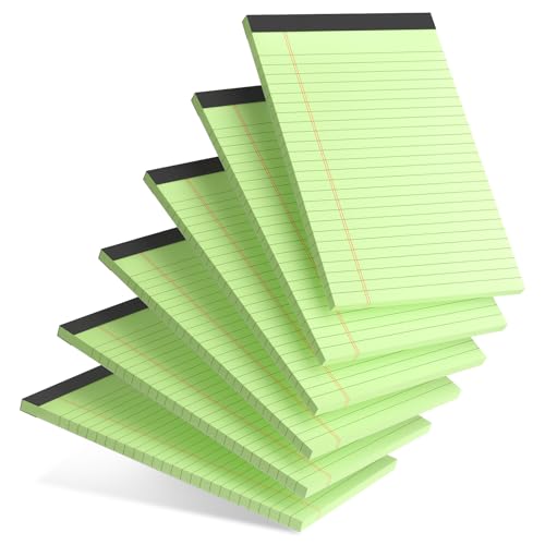 College-Notizblöcke, liniert, 12,7 x 20,3 cm, Grün mit perforierten Blättern, schmales liniertes Schreibpapier für Schule, Büro und Studium, 6 Stück von Generisch