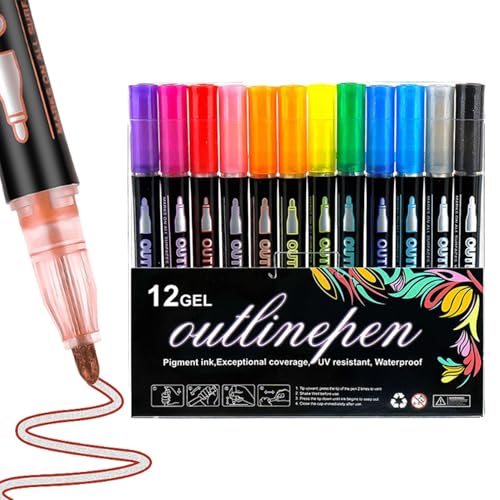 Coloring Lightstick Graffiti-Stifte – Lightstick Graffiti Coloring Highlighter Pens | Double Lines Metallics Marker Pens | Outline Double Lines Graffiti Textmarker Pen for Drawing, Cards Coloring Lightstick Graffiti-Stifte – Lightstick Graffiti Coloring Highlighter Pens | Double Lines Metallics Marker Pens | Outline Double Lines Graffiti Textmarker Pen for Drawing, Cards von Generisch