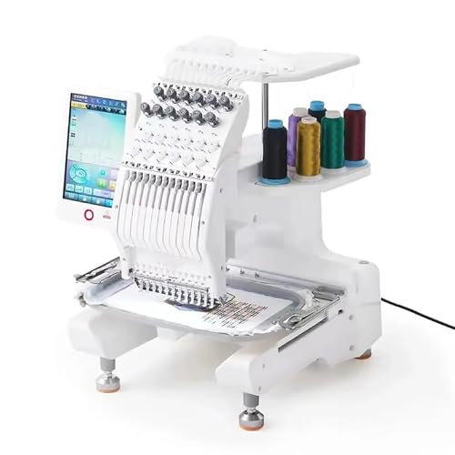 Computergesteuerte Stickmaschine, 12 Nadeln Einzelkopf, 1000 U/min Geschwindigkeit, automatisches Fadentrimmen, ideal für Kleidung und Hüte von Generisch