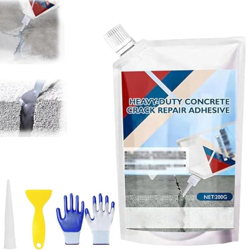 Concrete Sealing Adhesive, 200ml Concrete Crack Filler Crack Repair Sealant, Beton-Spachtel Mit Handschuhen, Spachtel, Trichter, Schnell Trocknende Wasserdichte Abdichtung Klebstoff Für Stein, Ziegel von Generisch