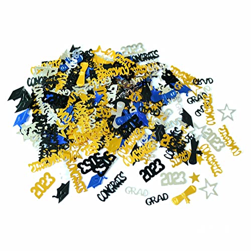 Congrats Graduierung Konfetti 2023 1000 Stück | Blau und Gold Abschlussdekorationen Klasse 2023 | Abschluss-Mittelstücke für Tische 2023 | Blauer Abschlussveranstaltungsplaner (BU1, Einheitsgröße) von Generisch