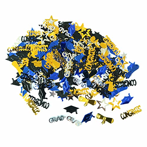 Congrats Graduierung Konfetti 2023 1000 Stück | Blau und Gold Abschlussdekorationen Klasse 2023 | Abschluss-Mittelstücke für Tische 2023 | Blauer Abschlussveranstaltungsplaner (BU2, Einheitsgröße) von Generisch