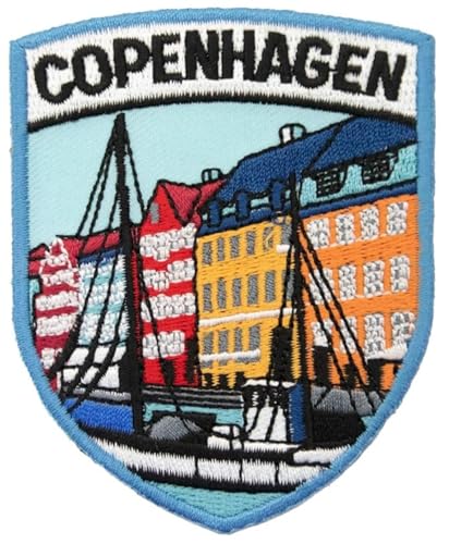 Copenhagen Dänemark Patch bestickt zum Aufbügeln oder Aufnähen (7,6 cm) Reise Europa Souvenir dänisches Urlaubs-Emblem für Rucksäcke Geschenk-Patches von Generisch