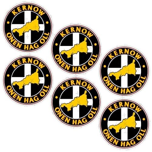 Cornwall ONEN HAG OLL Cornish County Flagge und Karte, 40 mm, Vinyl-Aufkleber, 6 Stück Cornwall ONEN HAG OLL Cornish County Flagge und Karte, 40 mm, Vinyl-Aufkleber, 6 Stück von Generisch