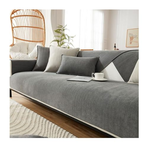 Couchbezug, rutschfest, für 1-, 2-, 3-, 4-Sitzer, Plüschstoff, Stretch-Sofa-Schonbezug für Ecksofas, 70 x 120 cm, Dunkelgrau von Generisch