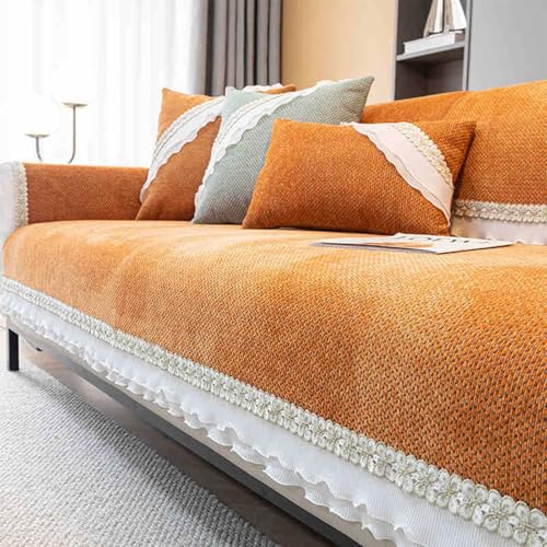 Couchbezug, rutschfest, waschbar, Möbelschutz für L/U-Form Sofas, 1-4-Sitzer, Samtstoff, Orange, 110 x 210 cm, stilvolle Heimdekoration Couchbezug, rutschfest, waschbar, Möbelschutz für L/U-Form Sofas, 1-4-Sitzer, Samtstoff, Orange, 110 x 210 cm, stilvolle Heimdekoration von Generisch