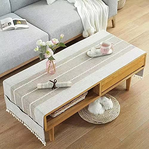 Couchtisch-Abdeckung, Leinen, rechteckige Tischdecke mit Taschen für Wohnzimmer, Küche, Esszimmer – vielseitige Heimdekoration Couchtisch-Abdeckung, Leinen, rechteckige Tischdecke mit Taschen für Wohnzimmer, Küche, Esszimmer – vielseitige Heimdekoration von Generisch