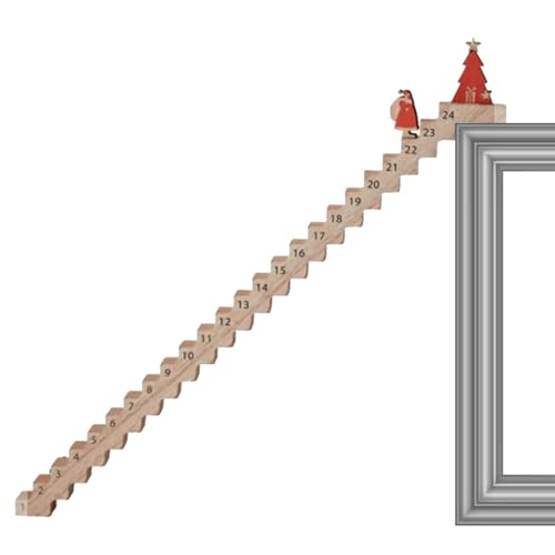 Countdown zum Weihnachtskalender, Weihnachts-Adventskalender - Weihnachtsmann-Reise-Adventskalender,Heimdekoration, Schreibtischschild aus Holz, Weihnachtsmann beim Treppensteigen, Partydekoration, Ga von Generisch